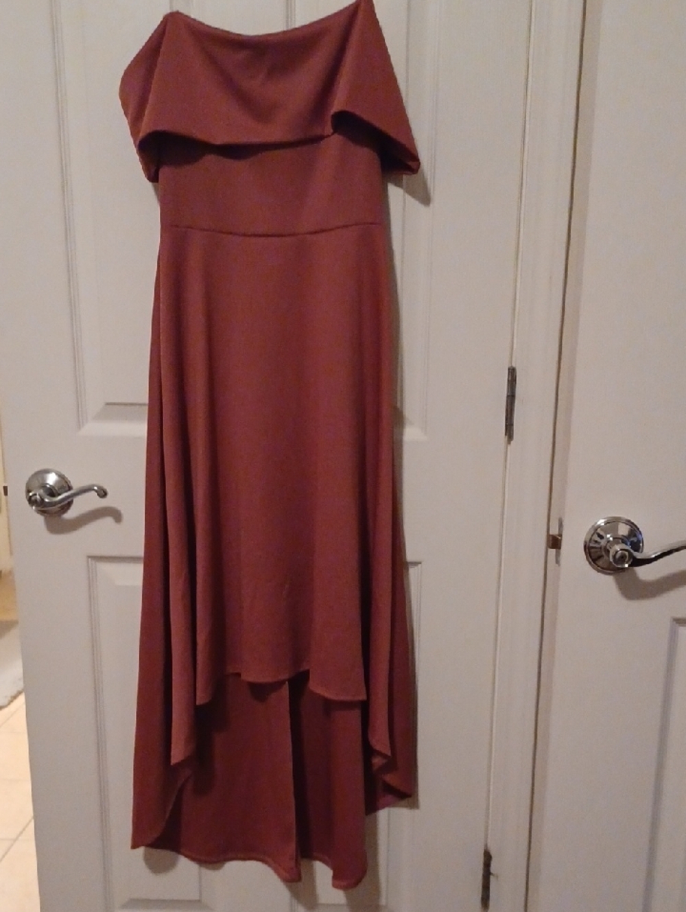 <> Charlotte Russe Off-Shoulder High-Low Dress in Dusty Rose Color Women's Small - Picture 2 of 10